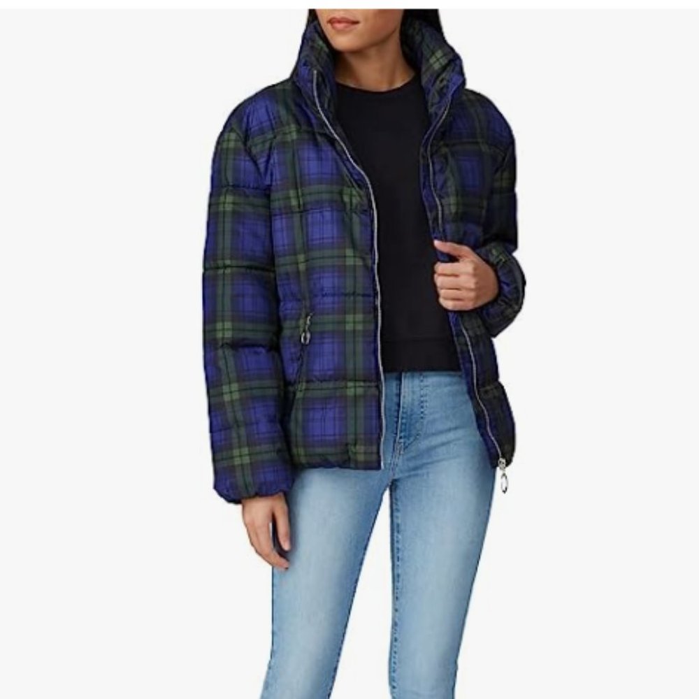 Slate & Willow Plaid Puffer Coat - LARGE